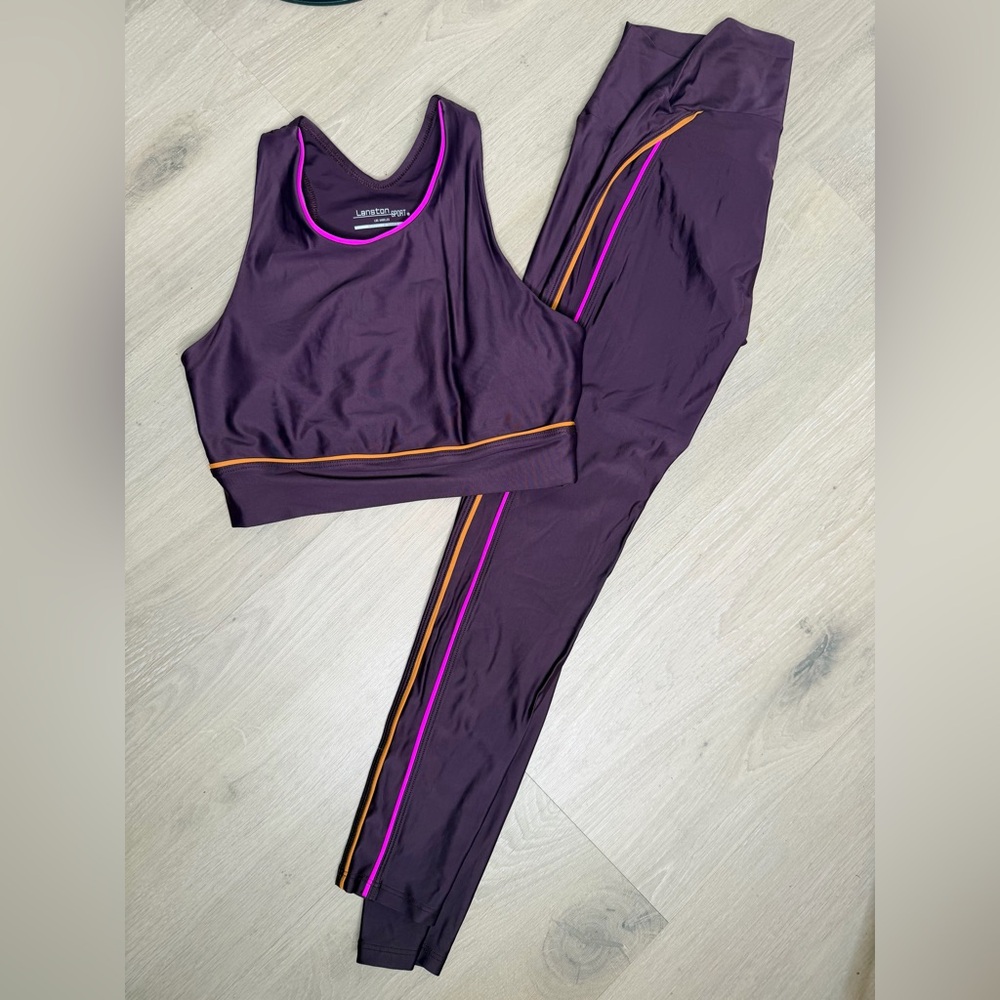 NWOT ✨ LANSTON Sport X Revolve Purple Workout Set Sports Bra + Leggings size Sm